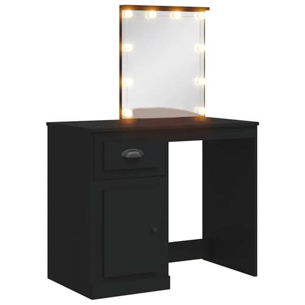 Maison Exclusive - Frisør med LED-lys sort 90x42x132,5cm