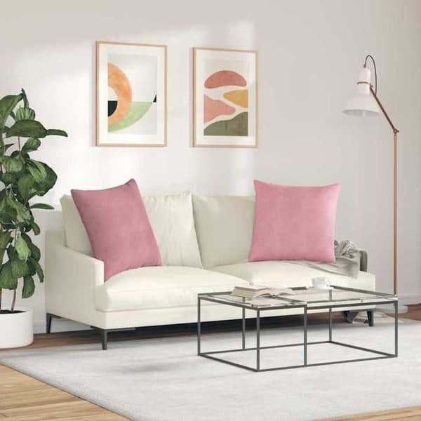 Soffkuddar - EXKLUSIV HEM - 80 x 80 cm - Rosa - Premium ribbad sammet - Set om 2 Ros