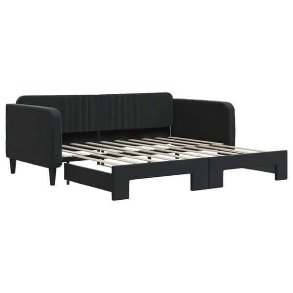Maison Exclusive - Musta 90x190 cm samettinen vuodesohva, jossa on vuodevaatelaatikko