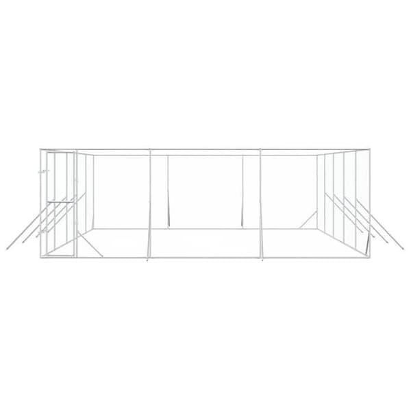 Utomhuskennel - Exklusivt hus - 6 x 10 x 2 m - Galvaniserat stål - Låsbar dörr Silver