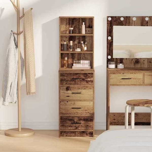 Buffé hög - EXKLUSIV HUS - Hög skåp - 40 x 41 x 135 cm - Ingenjörsträ - Brun Ej specificerat