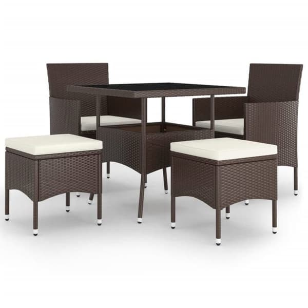 Maison Exclusive - Trädgårdsset 5 delar Flätad resin Brun