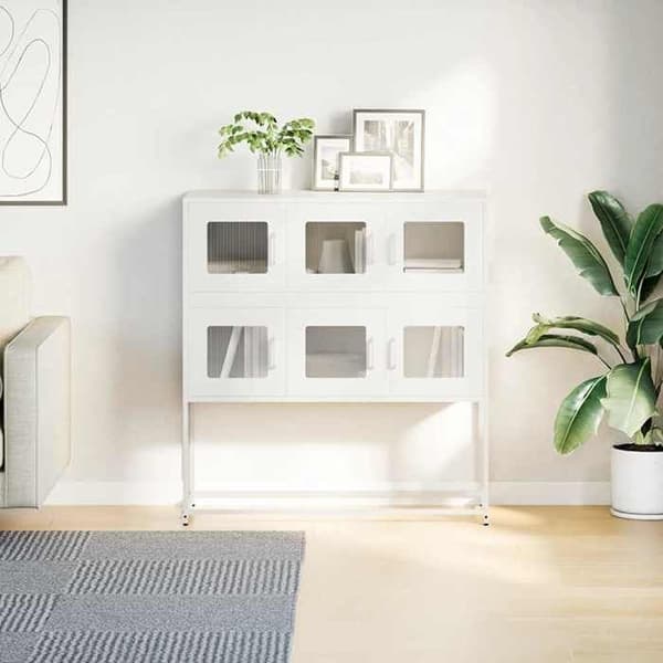 Maison Exclusive - Buffé vit 100,5x39x107 cm kallvalsat stål