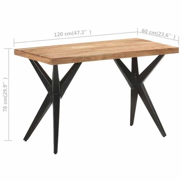 Matbord - EXKLUSIV HEM - 120x60x76 cm - Massivt akacia - Pulverlackerade ben i stål - Rektangulär
