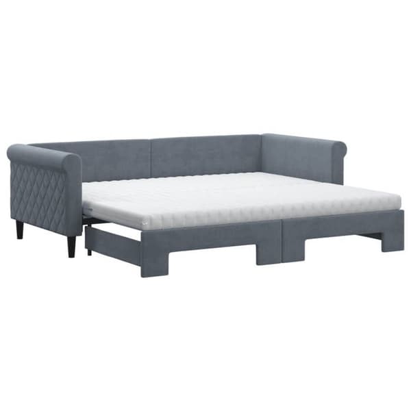 Maison Exclusive - Dagbädd med utdragssäng och mörkgrå madrass 90x200cm sammet