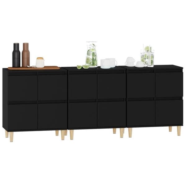 Maison Exclusive - 3 stk. buffet sort 60x35x70 cm ingeniørtræ