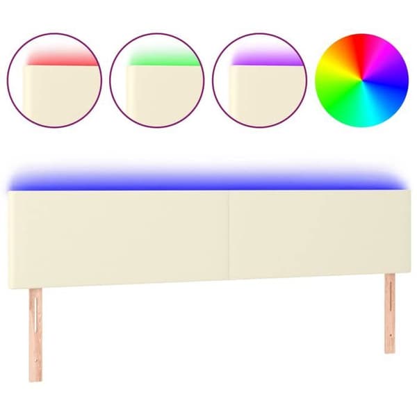 Maison Exclusive - LED Hovedgærde Creme 200x5x78/88 cm Simililæder