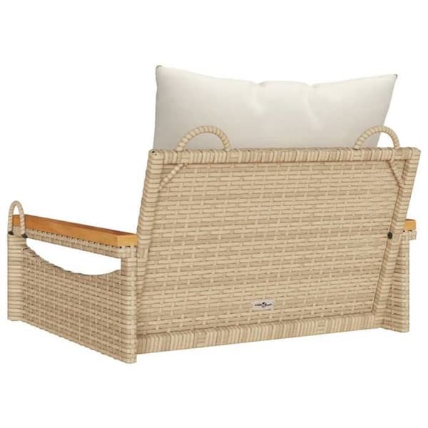 Maison Exclusive - Balanssoffa med beige kuddar 63x62x40 cm flätad resin beige