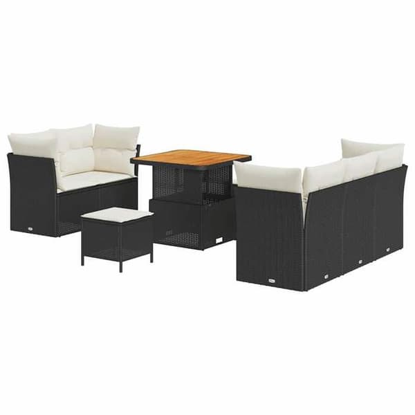 Trädgårdsmöbler - EXKLUSIVT HUS - Modulsystem 8 delar - 5 platser - Poly rattan & akacia - Justerbart bord Ej specificerat