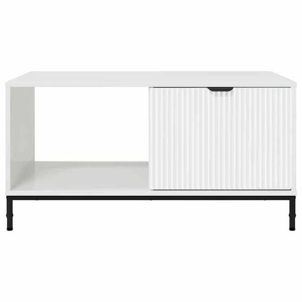 Soffbord - EXKLUSIV HEM - 90 x 49 x 46 cm - Blank vit - Ingenjörsträ - Rektangulär Strålande vit