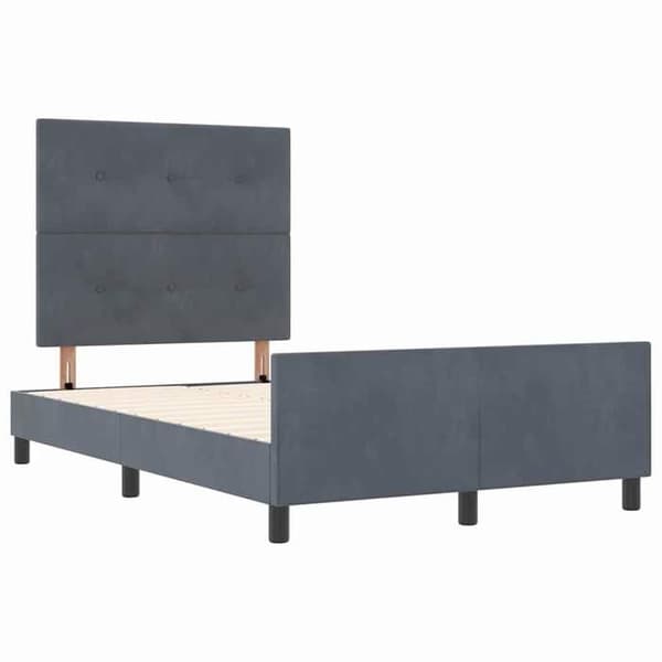 Ljust boxspring - MAISON EXCLUSIVE - Sammet - Mörkgrå - 120 x 190 cm - Justerbar huvudgavel Mörkgrå