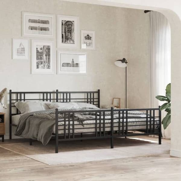 Sengestel - EKSKLUSIV HUS - 183 x 213 cm - Metal - Sort - Lamelseng & opbevaring Svart