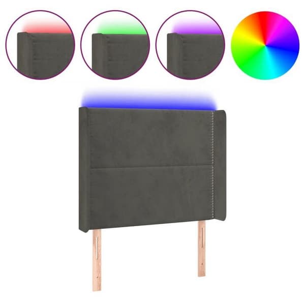 Maison Exclusive - LED Hovedgærde Mørkegrå 83x16x118/128 cm Velour Mörkgrå