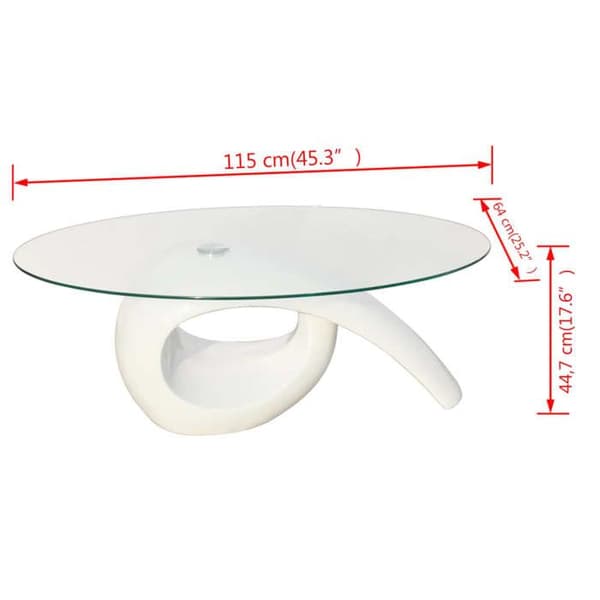 Maison Exclusive - Sofabord med oval, blank hvid glasplade Strålande vit