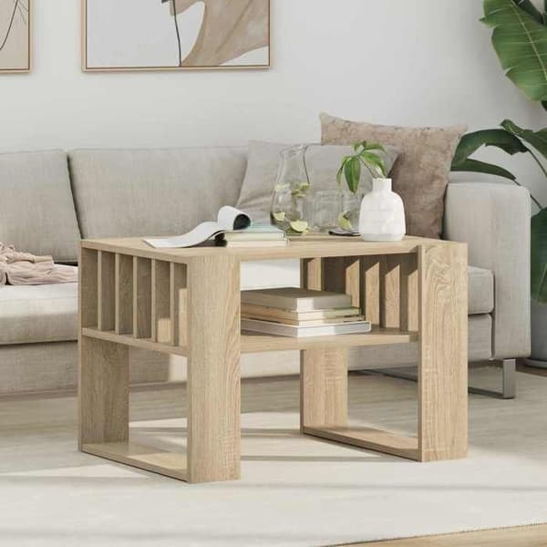 Maison Exclusive - Sofabord Egetræ Sonoma 66 x 49,5 x 45 cm Ingeniørtræ
