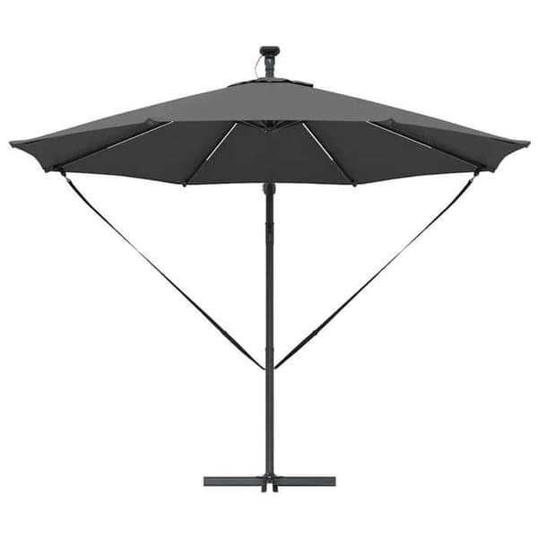 Parasolfly - EKSKLUSIV HUS - 294x294x248 cm - Polyester & Aluminium - 360° rotation - Solcelle LED antracit
