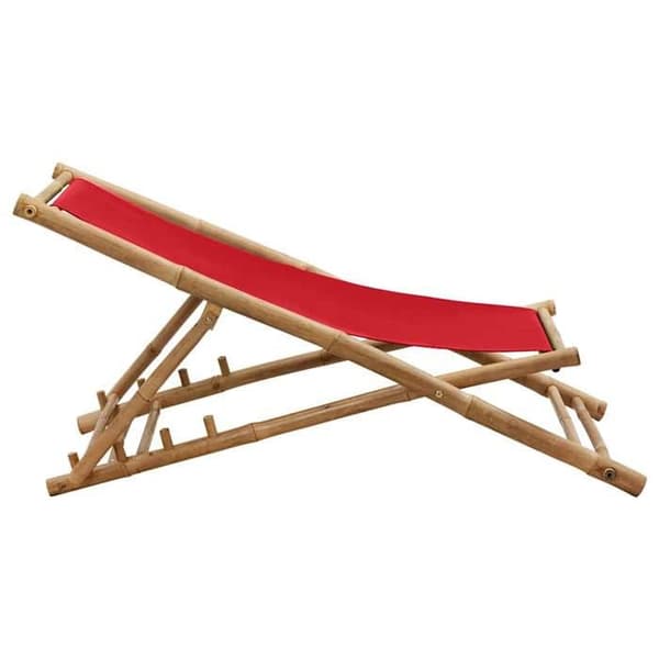 Maison Exclusive - Terrassstol i bambu och röd duk
