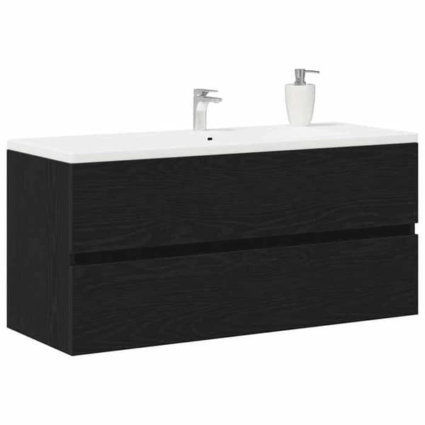 Maison Exclusive - Sort egetræ vaskeskab 100x38,5x45 cm ingeniørtræ