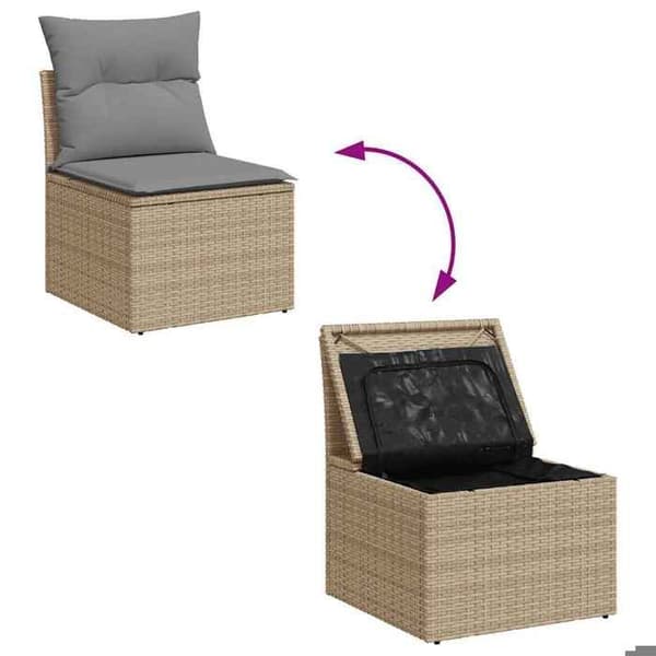 Maison Exclusive - Trädgårdsmöbler med kuddar 4 delar beige flätad resin