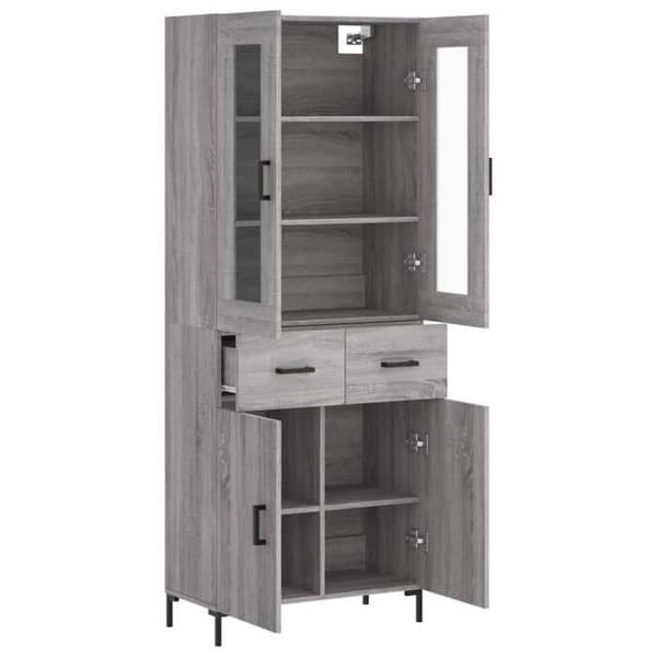 Maison Exclusive - Buffé hög Sonoma grå 69,5x34x180 cm Ingenjörsträ