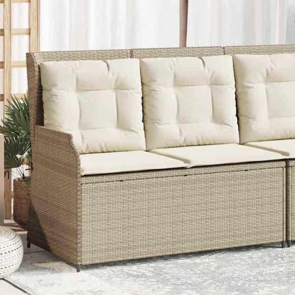Maison Exclusive - Beige polyrottinkinen puutarhapenkk