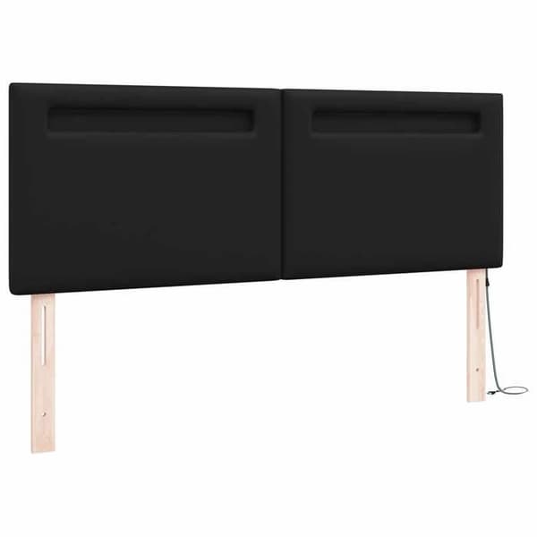 Maison Exclusive - LED Hovedgærde Sort 160 cm Syntetisk Læder