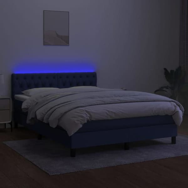 Maison Exclusive - Sängyn letkulaatikko LED Sininen 140x190 cm Kangas
