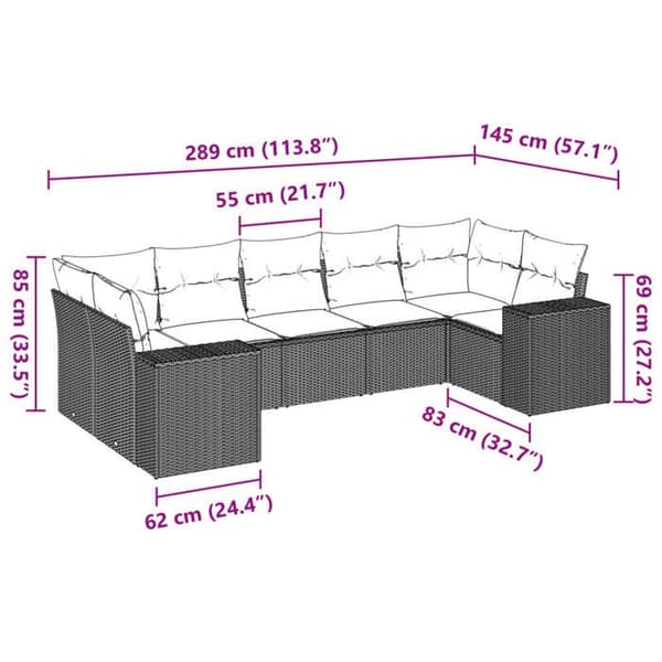 Maison Exclusive - Trädgårdsmöbler med kuddar 7 delar grå flätad resin