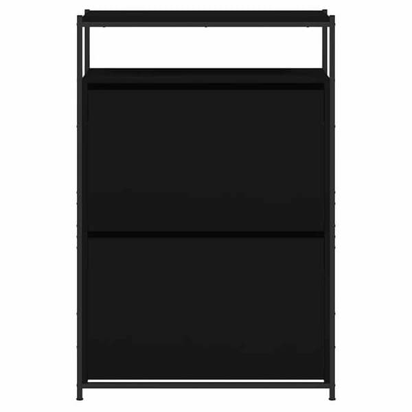 Skoark - MAISON EXCLUSIVE - 75x34x112 cm - Sort - Ingeniørtræ - 1 hylde, 2 skuffer Svart