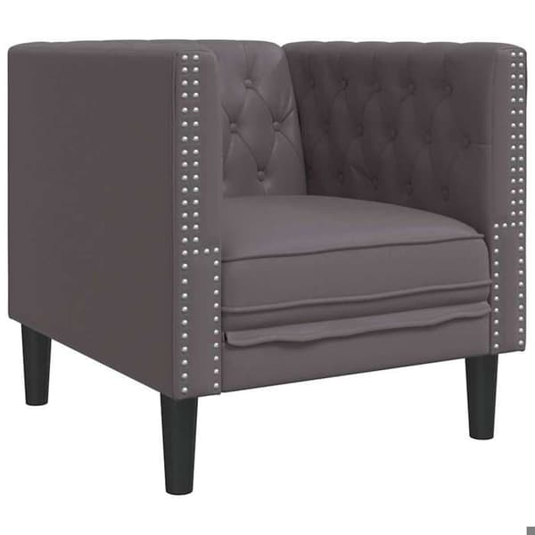 Maison Exclusive - Chesterfield soffgrupp 3 delar grå konstläder Grå