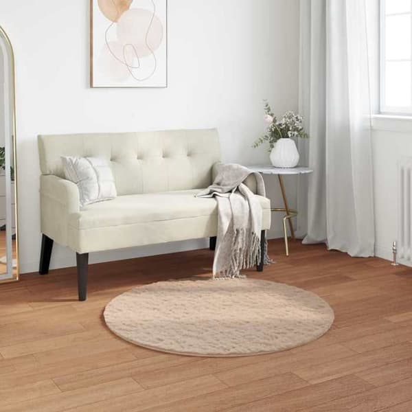 Tæppe - MAISON EXCLUSIVE - OLITE - Falsk pels polyester - Taupe - Ø 120 cm Mol