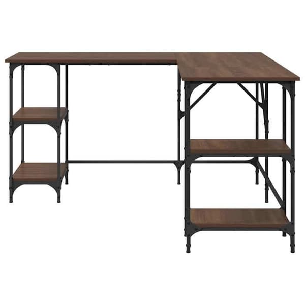 Maison Exclusive - Kontor i brunt egetræ 139x139x75 cm ingeniørtræ Brun ek
