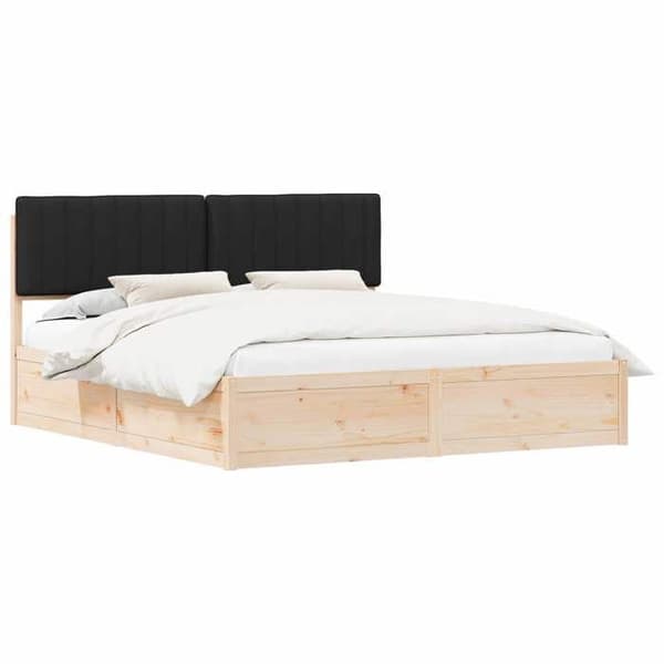 Maison Exclusive - Sengestel med polstret hovedgærde Sort 180 x 200 cm Svart