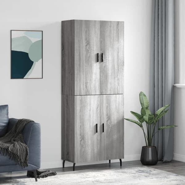 Maison Exclusive - Buffé hög Sonoma grå 69,5x34x180 cm Ingenjörsträ