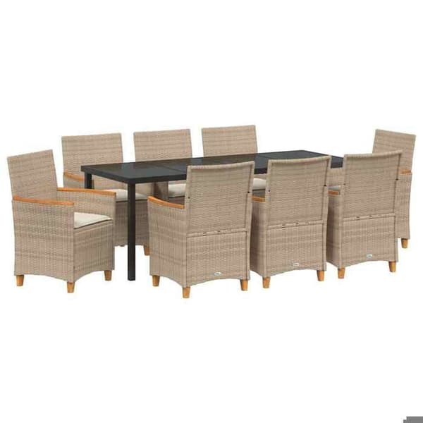Maison Exclusive - 9 pc spisestue sæt til haven i beige polyrotin beige
