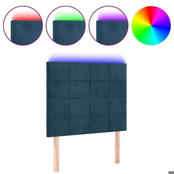 Maison Exclusive - Sänggavel med LED Blå mörk 100x5x118/128 cm Sammet Mörkblå