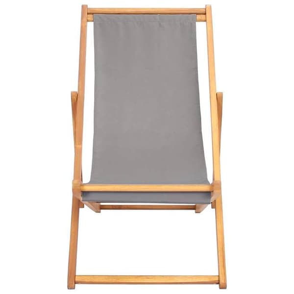 Havestol - EKSKLUSIVT HUS - Standardmodel - Massiv teak - Ryg 3 positioner - Sammenklappelig, polyester Ljusgrått