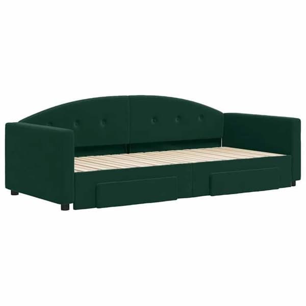 Päivävuode - EXCLUSIVE-KOTI - 90x200 cm - Daybed - 2 laatikkoa - Vihreä sametti