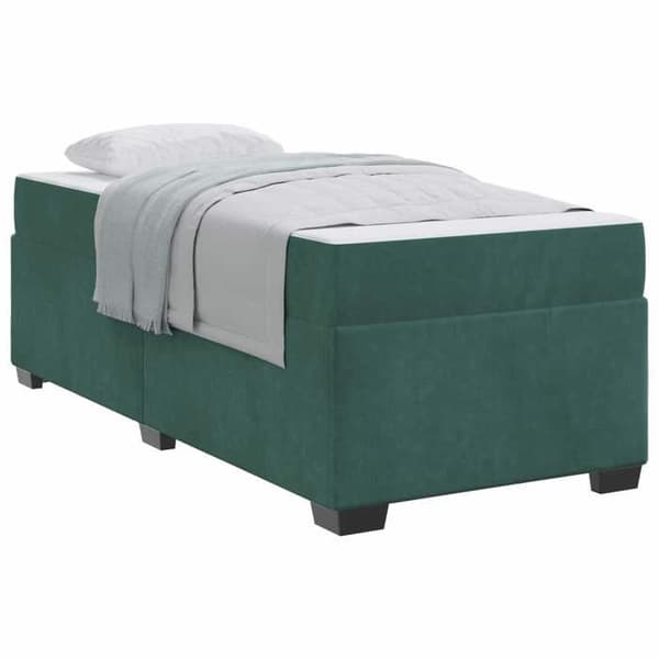 Maison Exclusive - Sängram med madrass Mörkgrön 80 x 200 cm tyg