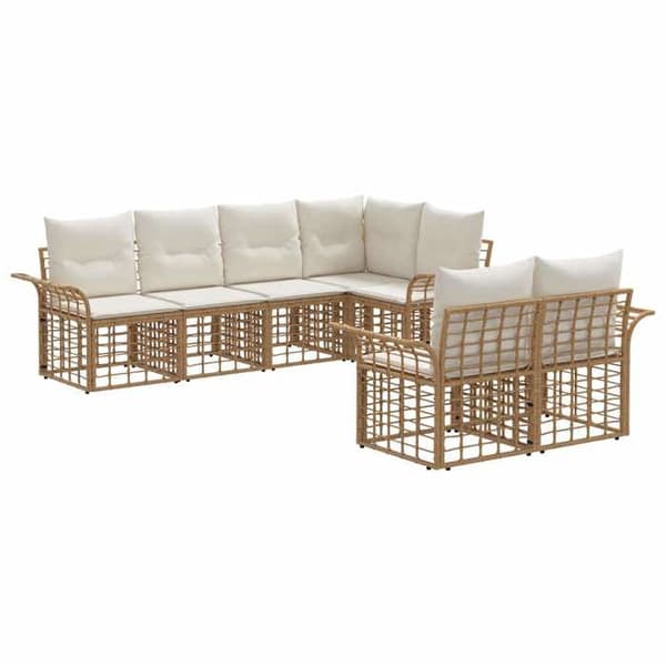 Maison Exclusive - Sæt af 7 pc udendørs sofaer Hvid Naturlig og Creme