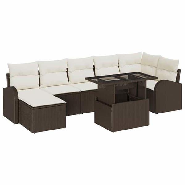 Trädgårdsmöbler - EXKLUSIVT HEM - Modulär - Brun - 8 personer - Poly rattan, justerbart bord brun