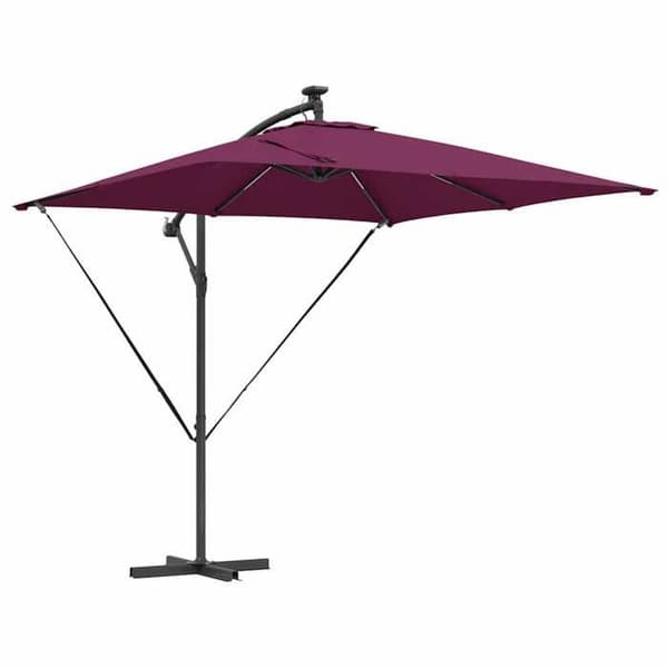 Parasol med sidomontering - EXKLUSIV HEM - Parasol med sidomontering (banan) - Bordeaux - Polyester & aluminium - Solarbands LED Bordeaux