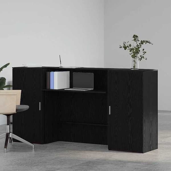 Maison Exclusive - Reception desk i sort egetræ 200x50x103,5cm ingeniørtræ svart ek