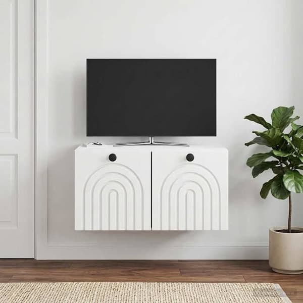 Exklusivt Hem - Väggmonterad TV-möbel Väggmontering Vit glansig 59,5 x 41 x 30 cm