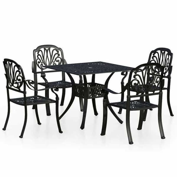 Maison Exclusive - Bistro sæt 5 stk. støbt aluminium sort