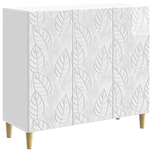 Maison Exclusive - Buffé Vit glänsande 89 x 34,5 x 80 cm Ingenjörsträ Strålande vit