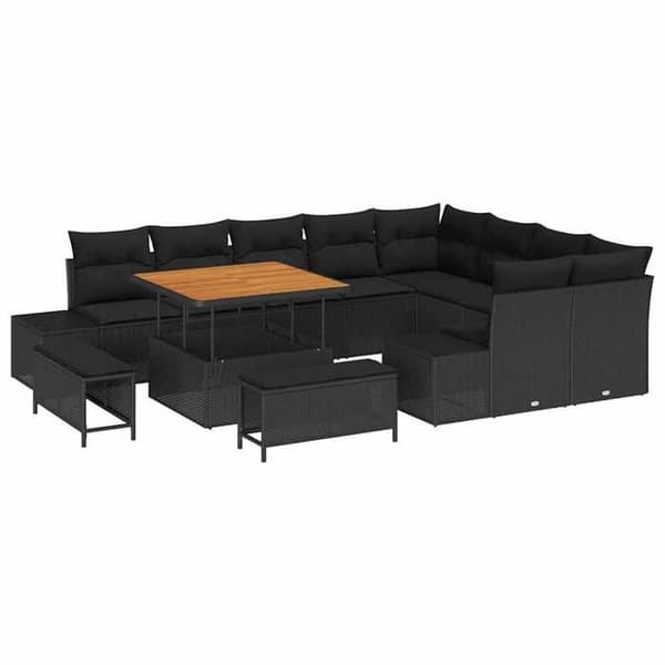 Maison Exclusive - 12-delars trädgårdsoff-set 11-sitsar Svart Svart