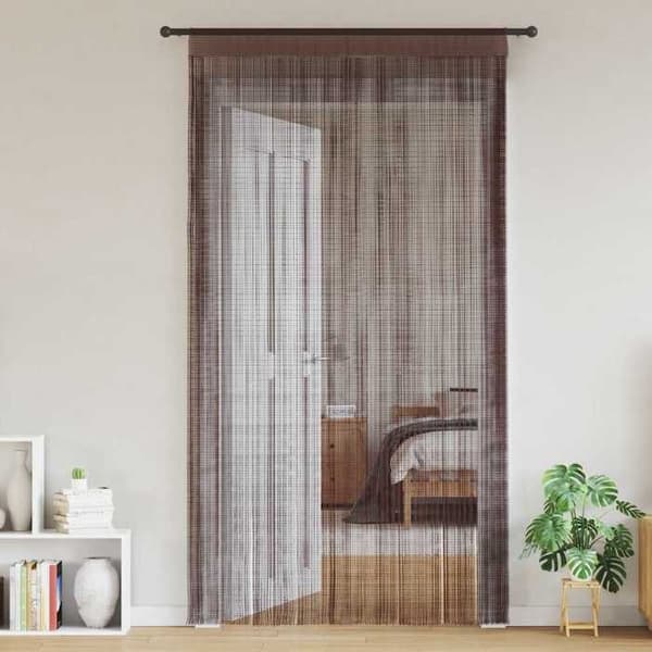 Gardiner i tråd - Eksklusivt hus - Brun - 100 x 250 cm - Polyester - Sæt af 2 brun