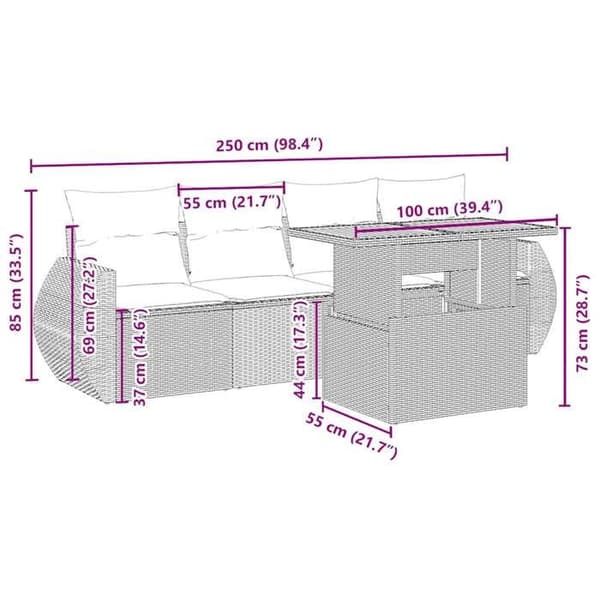 Maison Exclusive - Trädgårdsmöbler med kuddar 5 delar beige flätad resin