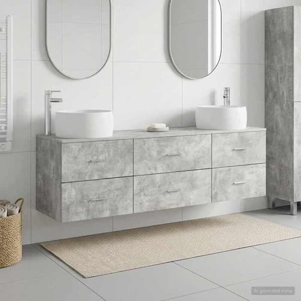 Maison Exclusive - 3 osan kylpyhuonekalustesarja Betoni harmaa